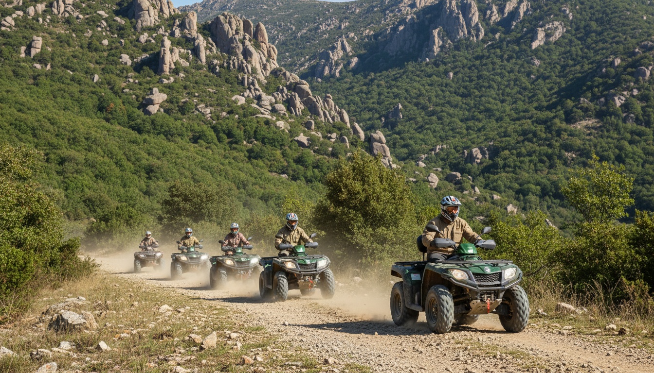 partez à l'aventure tout-terrain avec une randonnée en quad à renno, en corse du sud. explorez des paysages époustouflants et vivez une expérience inoubliable au cœur de la nature corse.