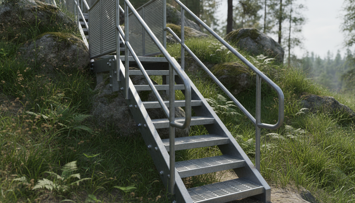 découvrez notre guide complet pour concevoir un escalier métallique sécurisé, adapté aux pentes de 25° à 40°, en utilisant la méthode blondel pour allier sécurité et esthétique.